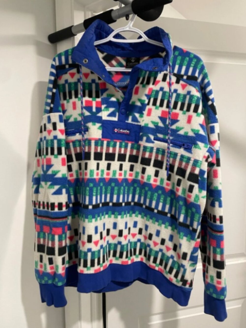 Columbia Multicolor Geometric Fleece Pullover - Blue Accent